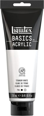 Liquitex BASICS Acrylic Paint, 250ml (8.5-oz) Tube, Titanium White & BASICS Acrylic Paint, 118ml (4-oz) Tube, Mars Black - Image 2